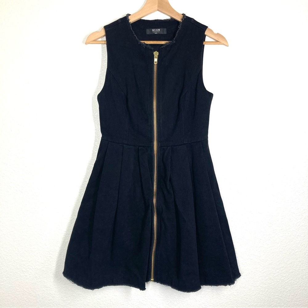 Neuw Black Midi Dress with Gold Zipper